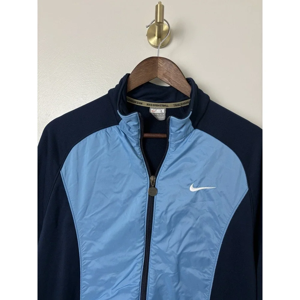 Vintage Nike Basketball Windbreaker Jacket Blue Two Tone Mens L Y2K UNC Tarheels